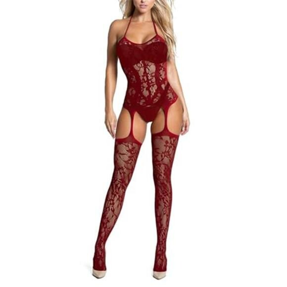Other - RSLOVE Women Fishnet Bodystocking Attached Stockings Sexy Lingerie Crotchless